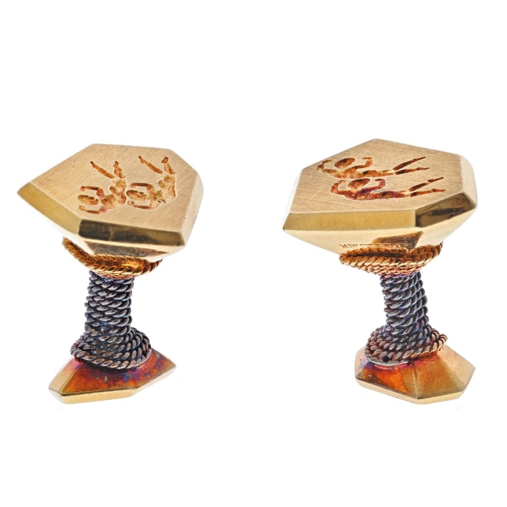 David Webb 18K Rose Gold Gemini Horoscope Vintage Cuff Links